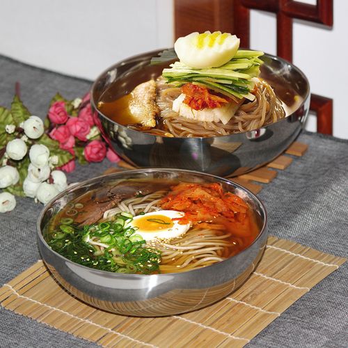 不锈钢无磁韩式冷面碗韩国双层隔热汤碗单层拌饭碗大拉面碗出口庄